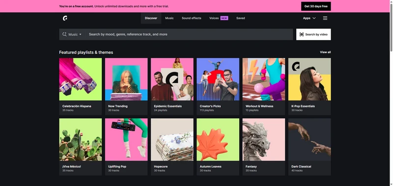 epidemicsound royalty free music site