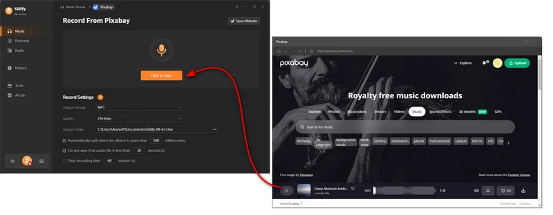 record royalty-free music from website