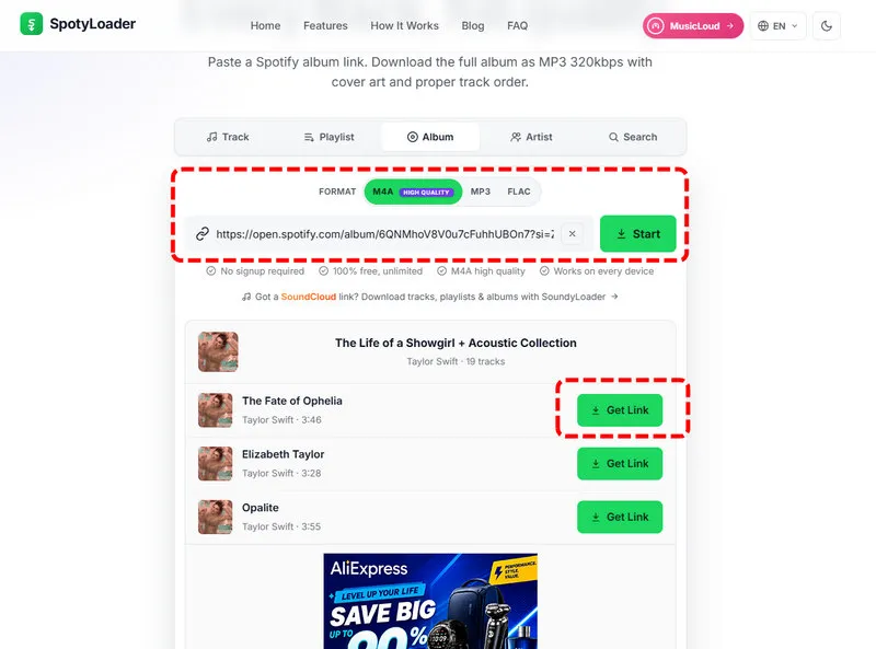 download Spotify album with SpotyLoader