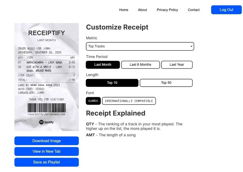 get spotify stats receipt