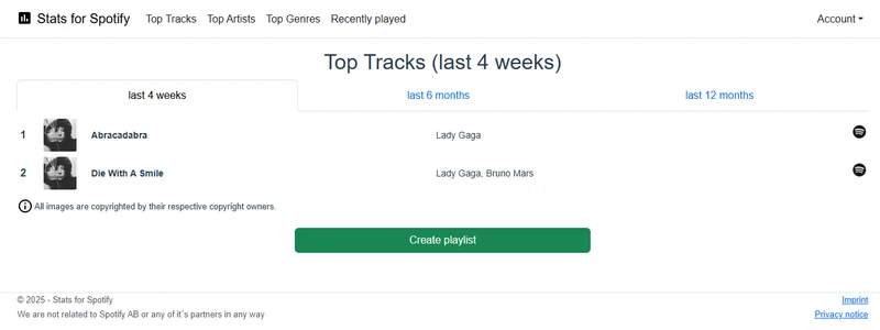 view spotify top stats