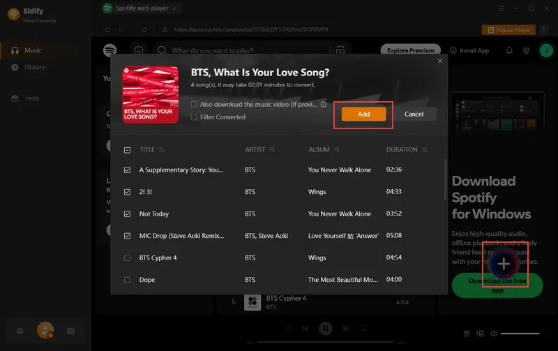choose playlist or album you want