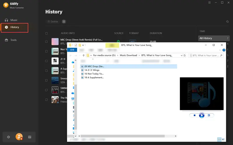 find the converted aiff files