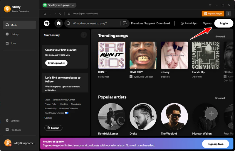 log into spotify
