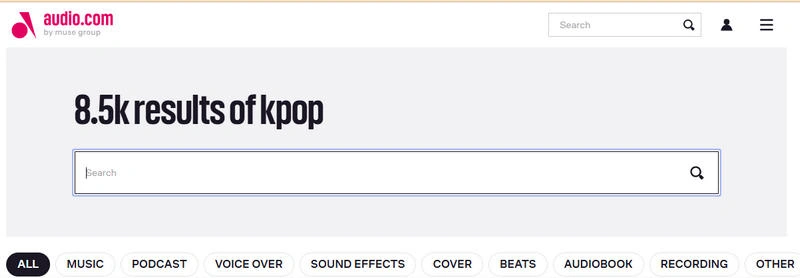 Audio.com K-pop-related tracks and audio collections