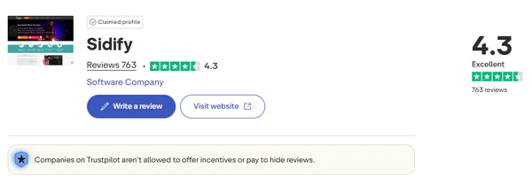 sidify trustpilot rating