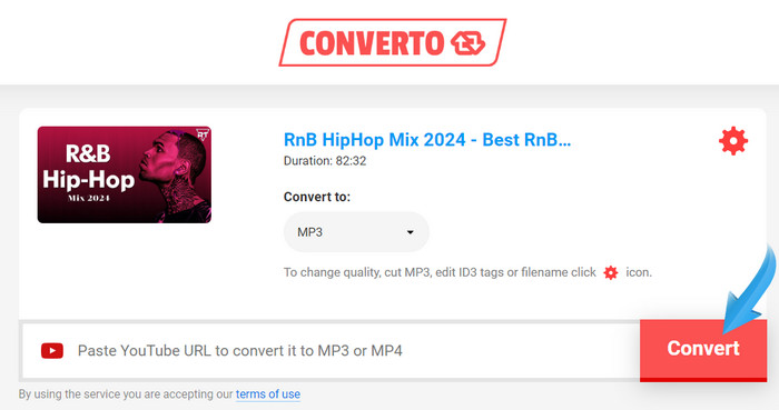 Converto.io video to mp3 conversion